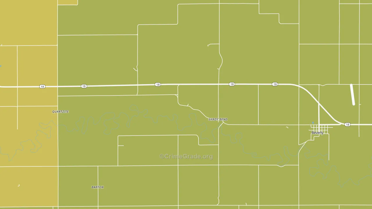 Shady Bend, KS Map of Theft Rates