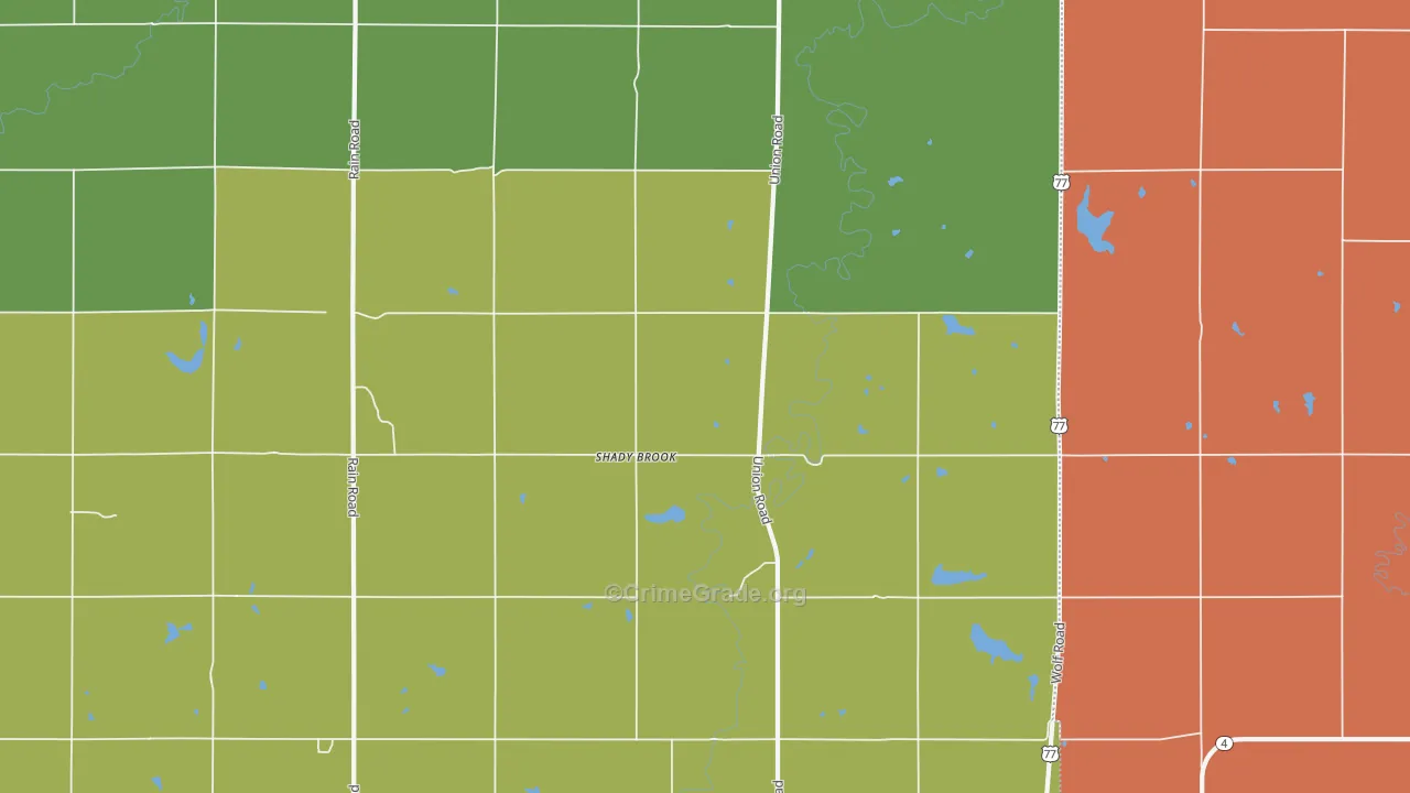 Shady Brook, KS Map of Theft Rates