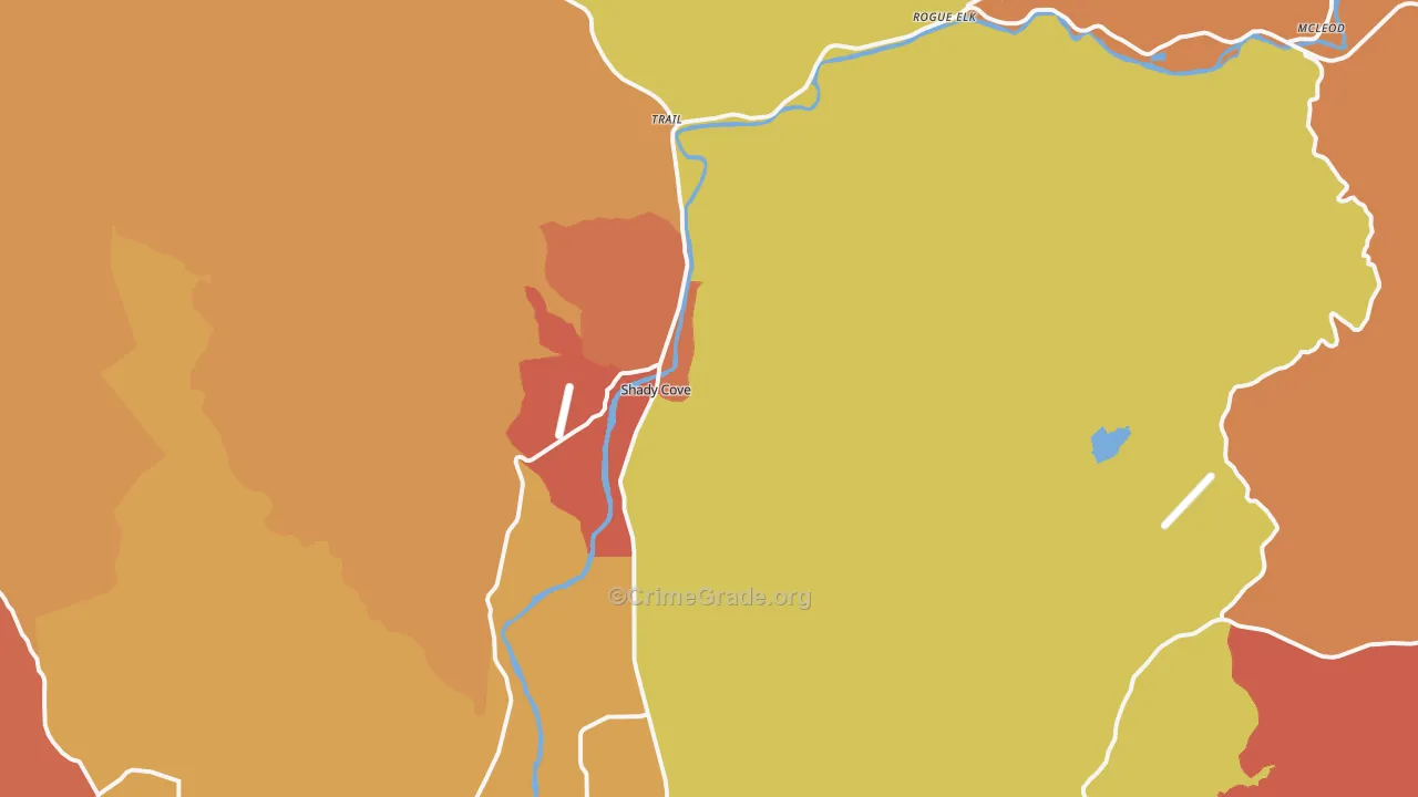 Shady Cove, OR Map of Theft Rates