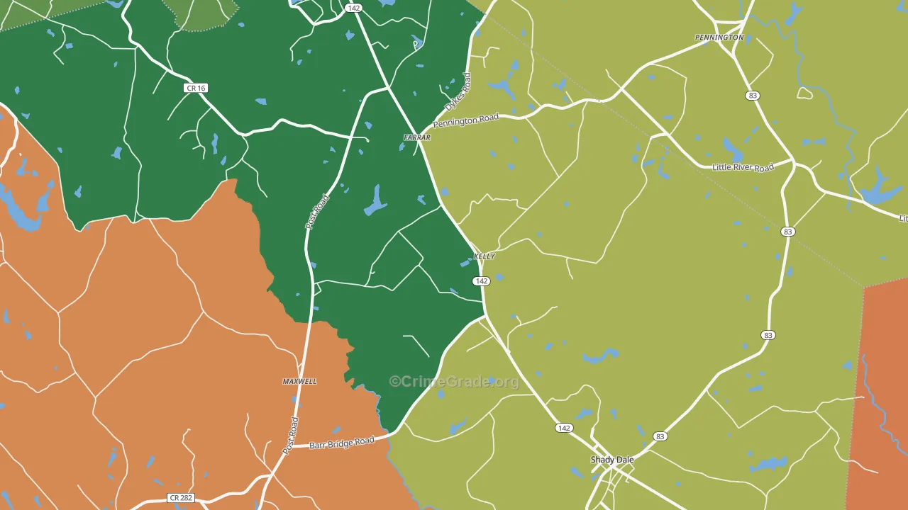 Shady Dale, GA Map of Theft Rates