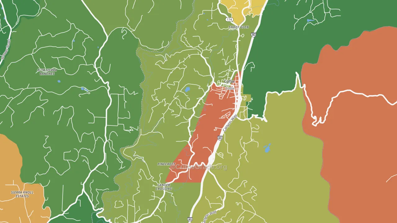 Shady Glen, CA Map of Theft Rates