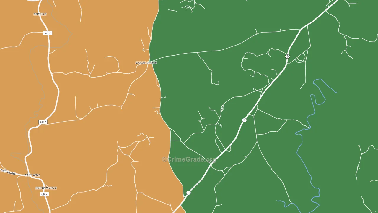 Shady Grove, AL Map of Theft Rates