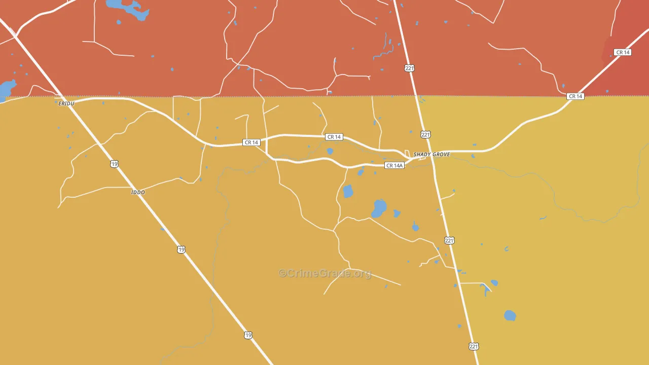 Shady Grove, FL Map of Theft Rates