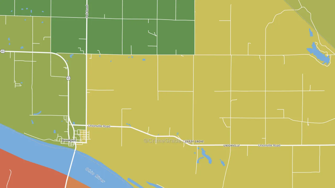 Shady Grove, IL Map of Theft Rates