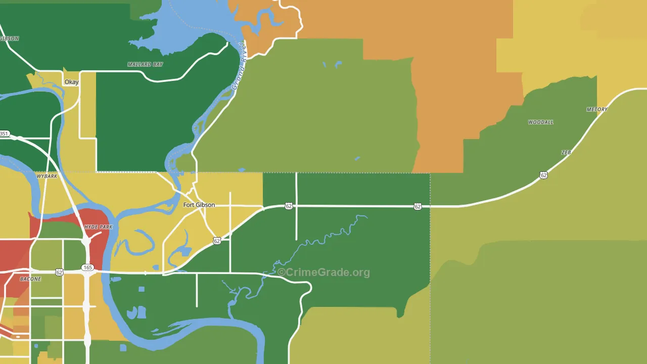 Shady Grove, OK Map of Theft Rates