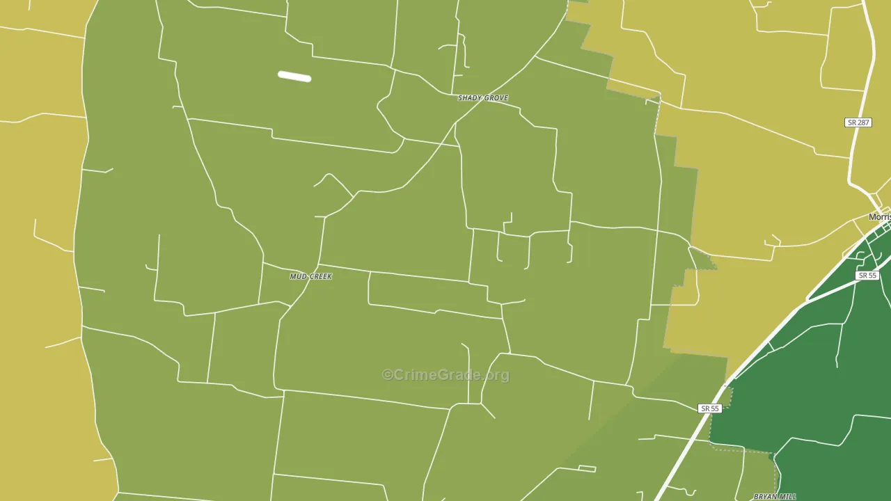 Shady Grove, TN Map of Theft Rates