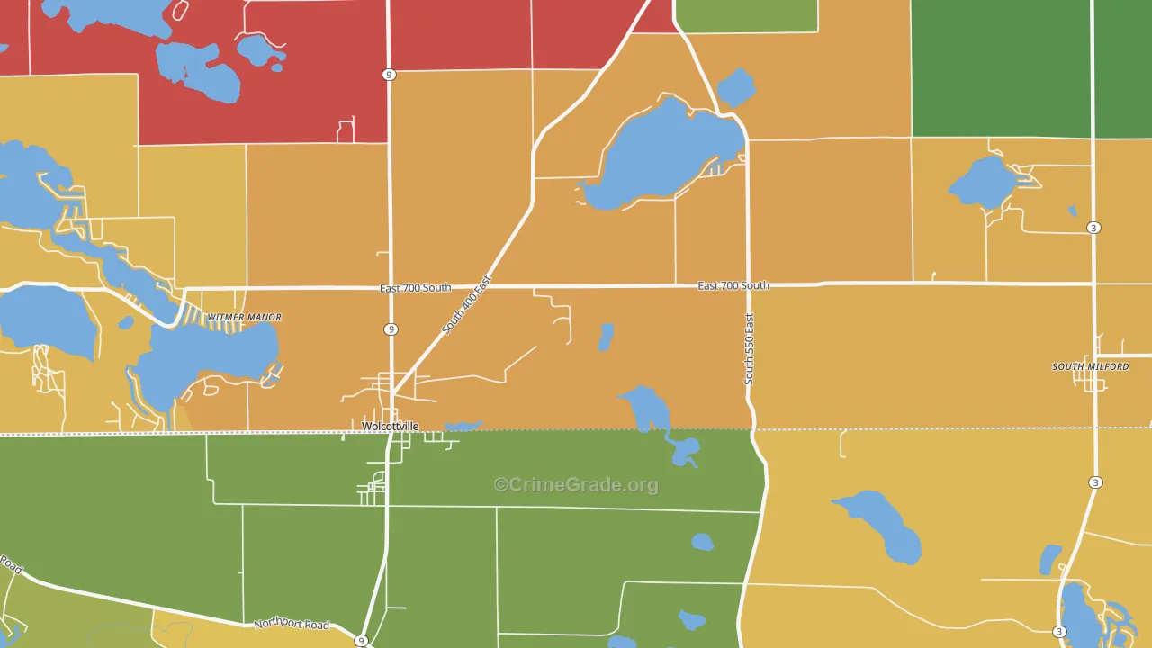 Shady Nook, IN Map of Theft Rates