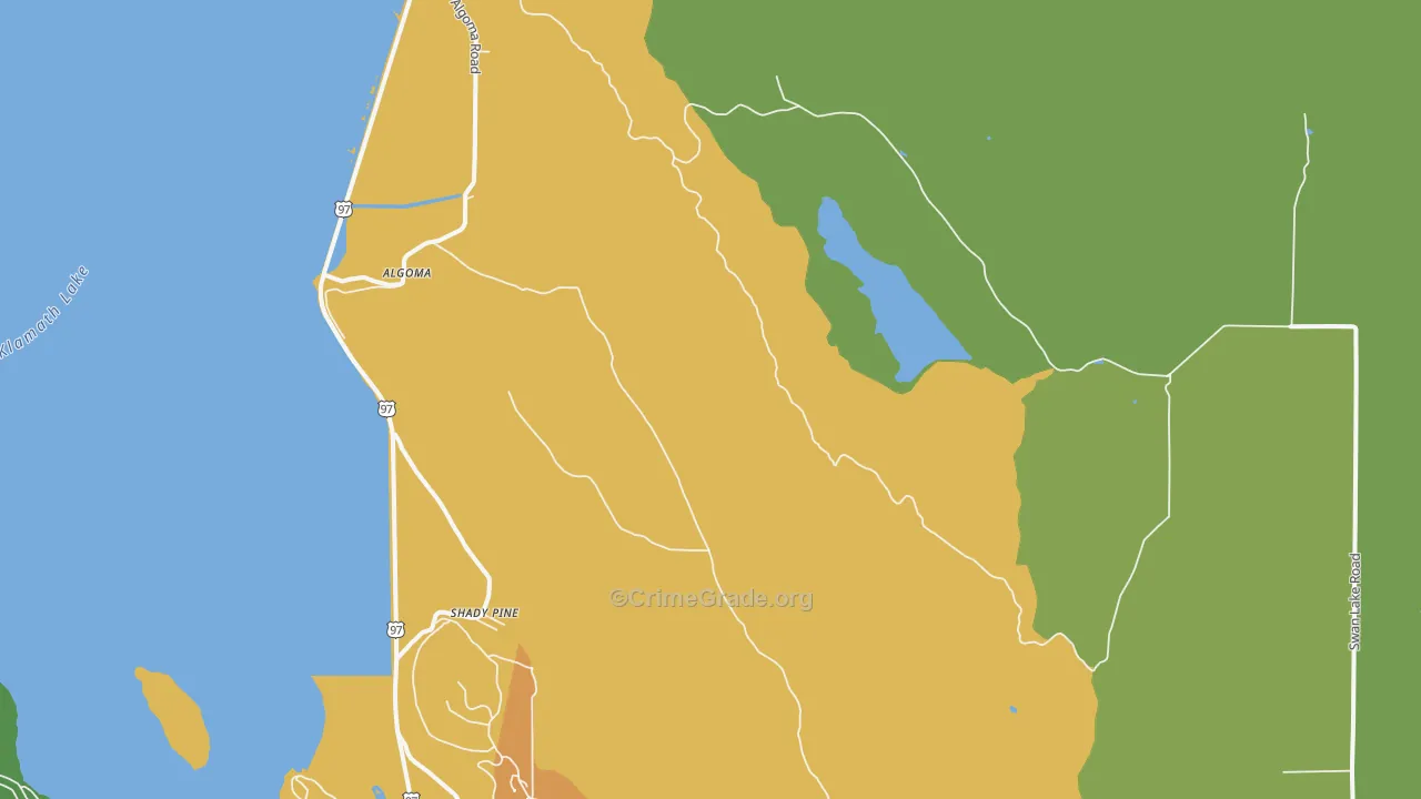 Shady Pine, OR Map of Theft Rates