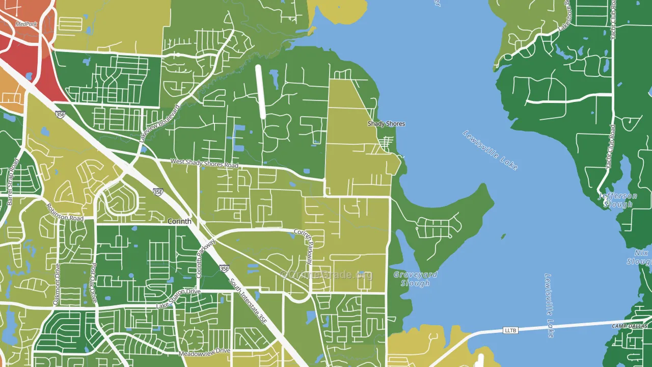 Shady Shores, TX Map of Theft Rates