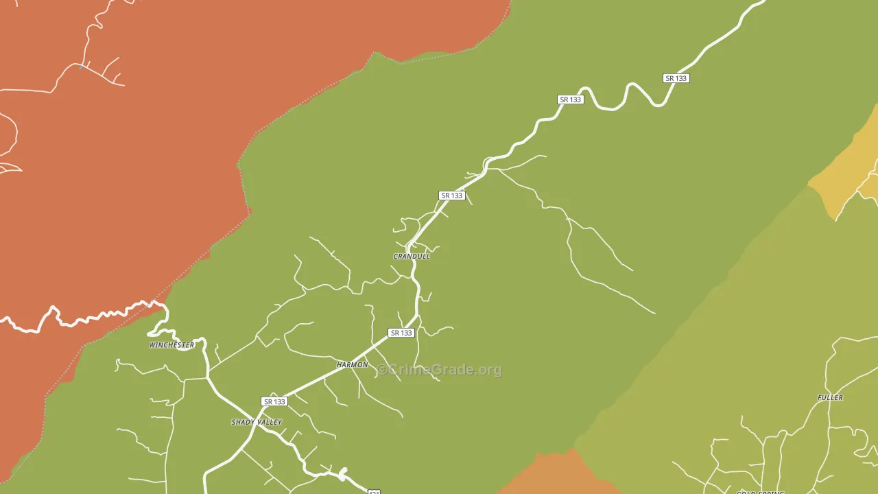 Shady Valley, TN Map of Theft Rates