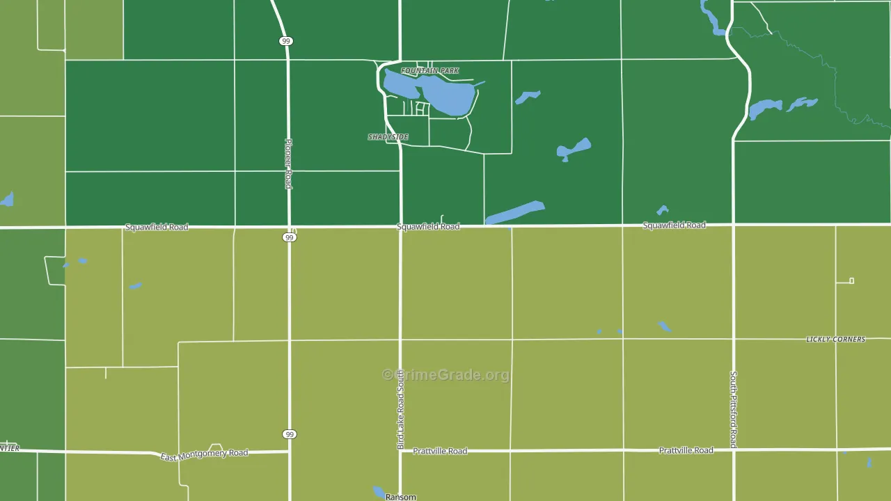 Shadyside, MI Map of Theft Rates