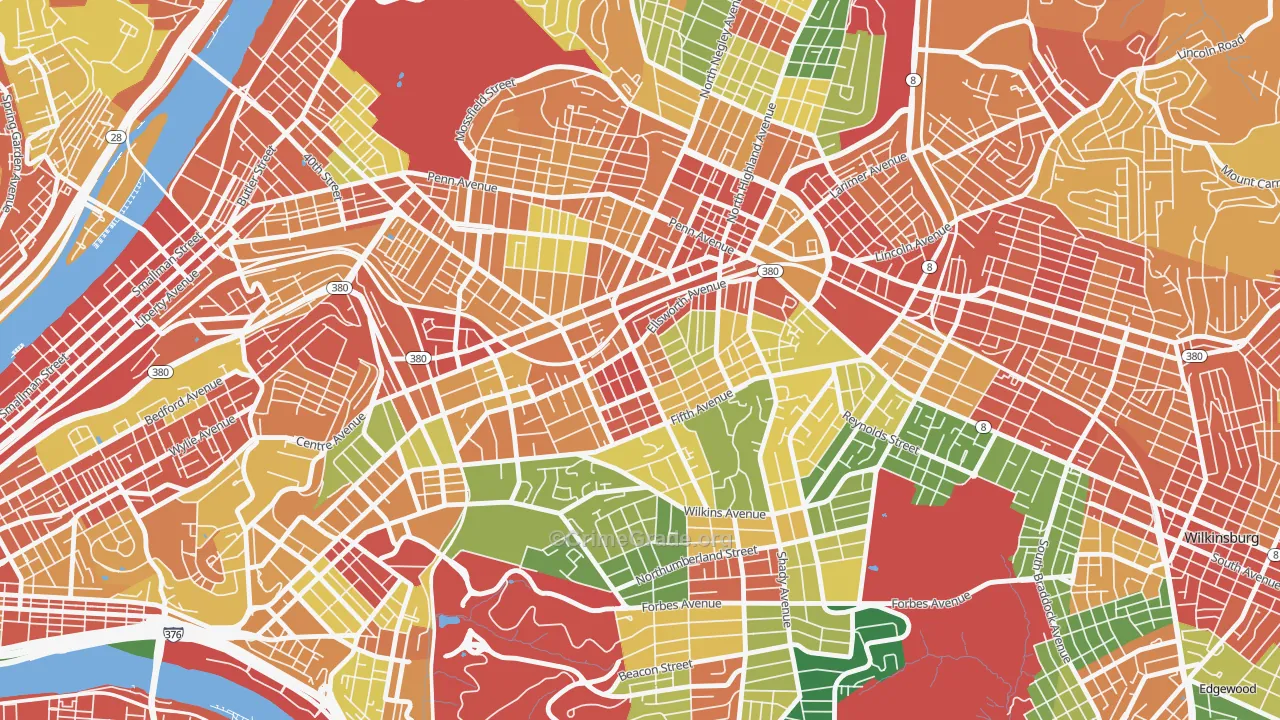 Shadyside, Pittsburgh, PA Map of Theft Rates