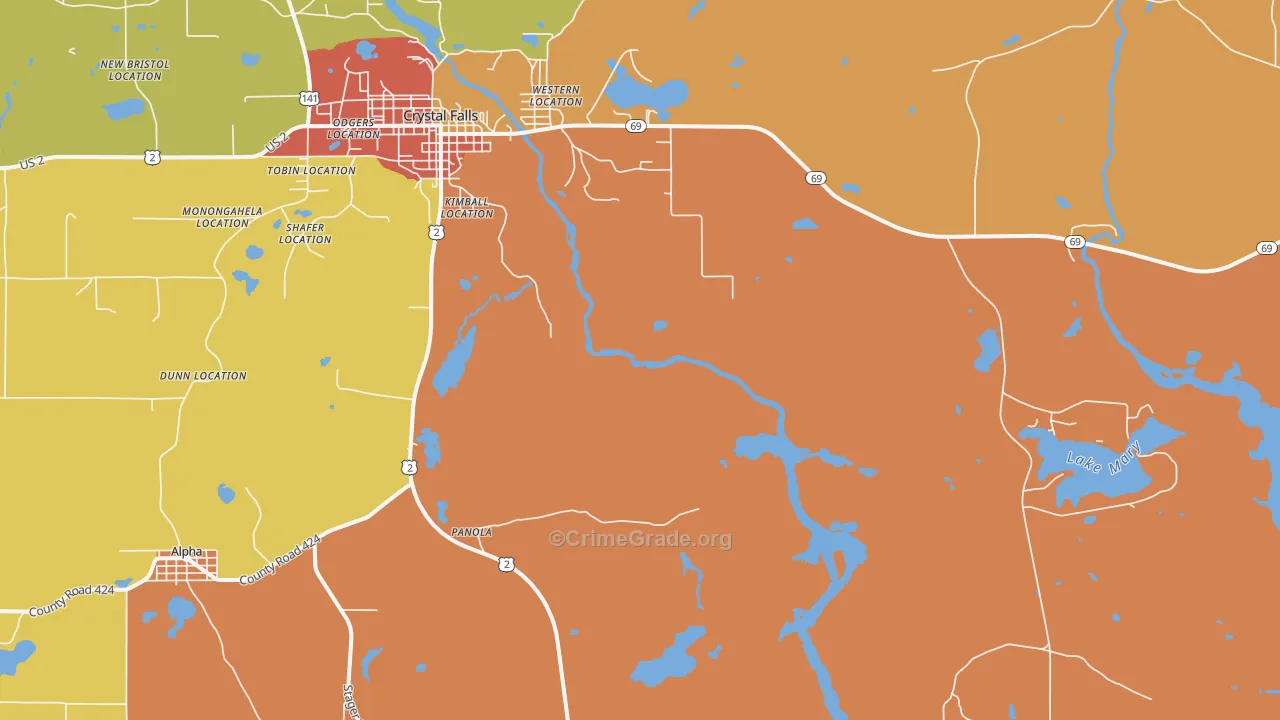 Shafer Location, MI Map of Theft Rates