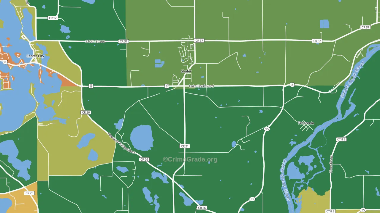 Shafer, MN Map of Theft Rates