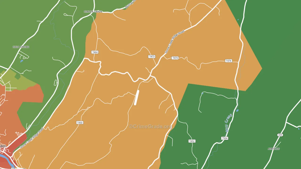 Shaffersville, PA Map of Theft Rates