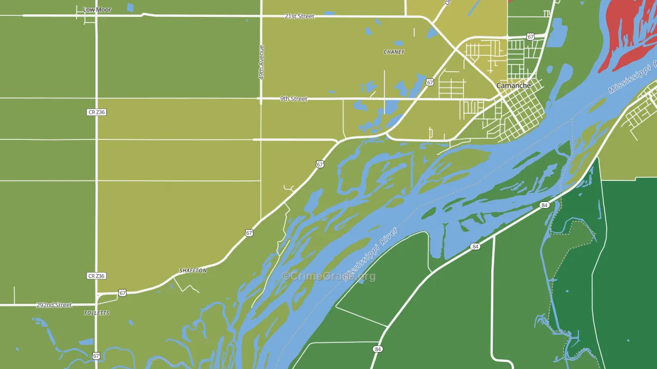 Shaffton, IA Map of Theft Rates