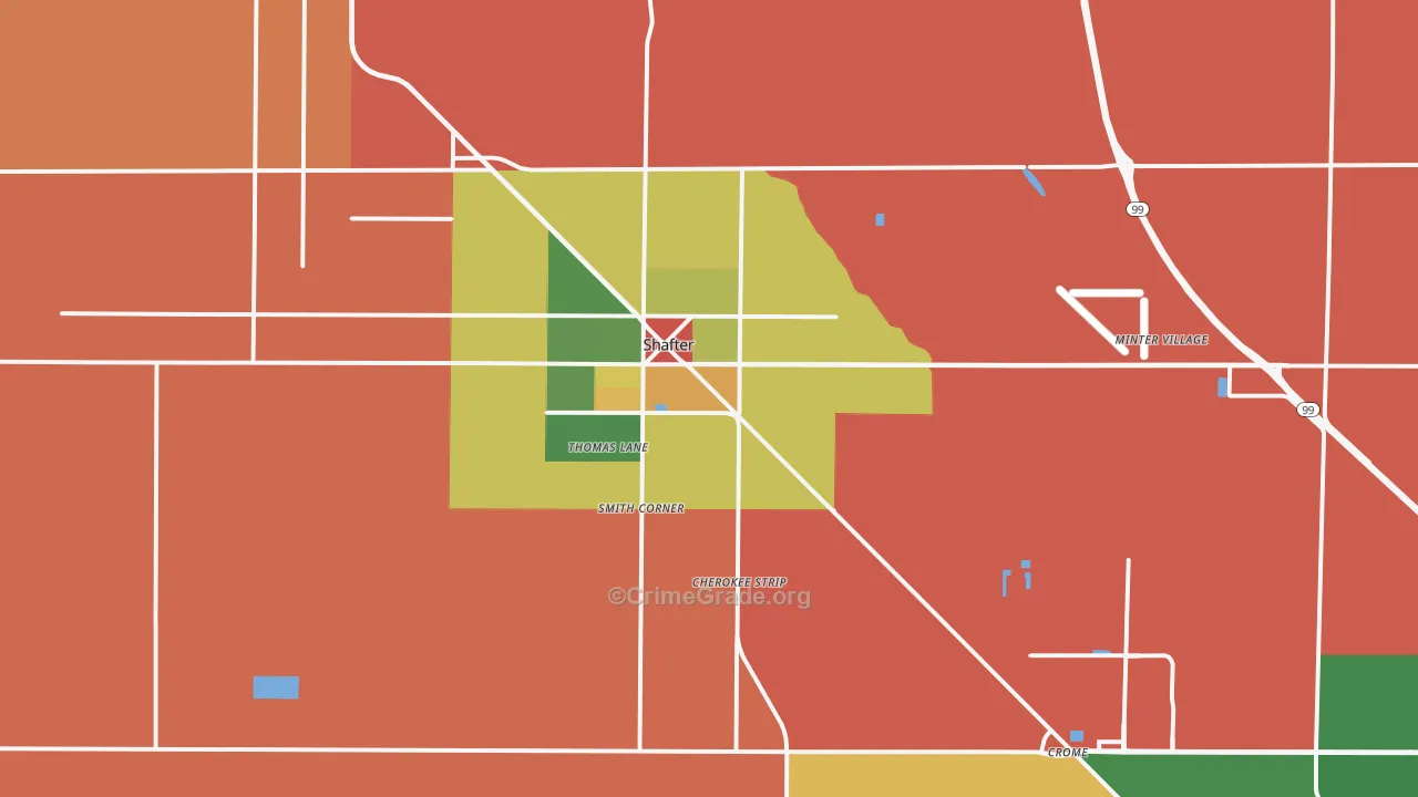 Shafter, CA Map of Theft Rates