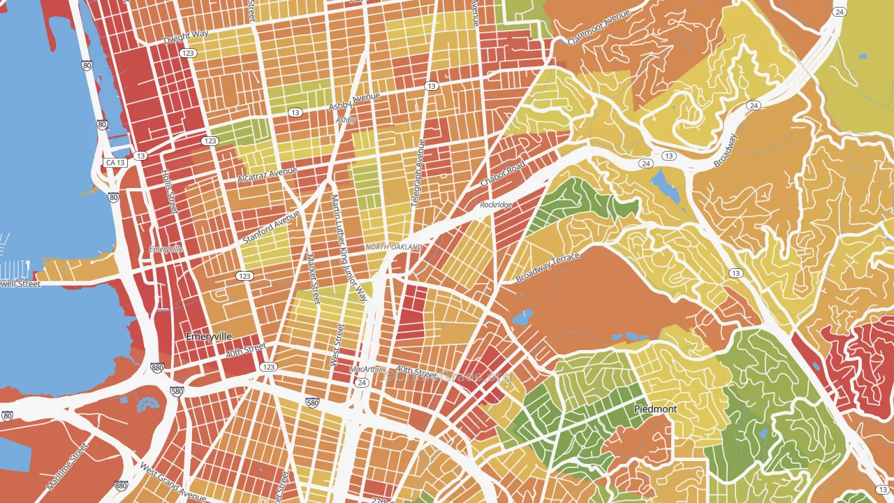 Shafter, Oakland, CA Map of Theft Rates