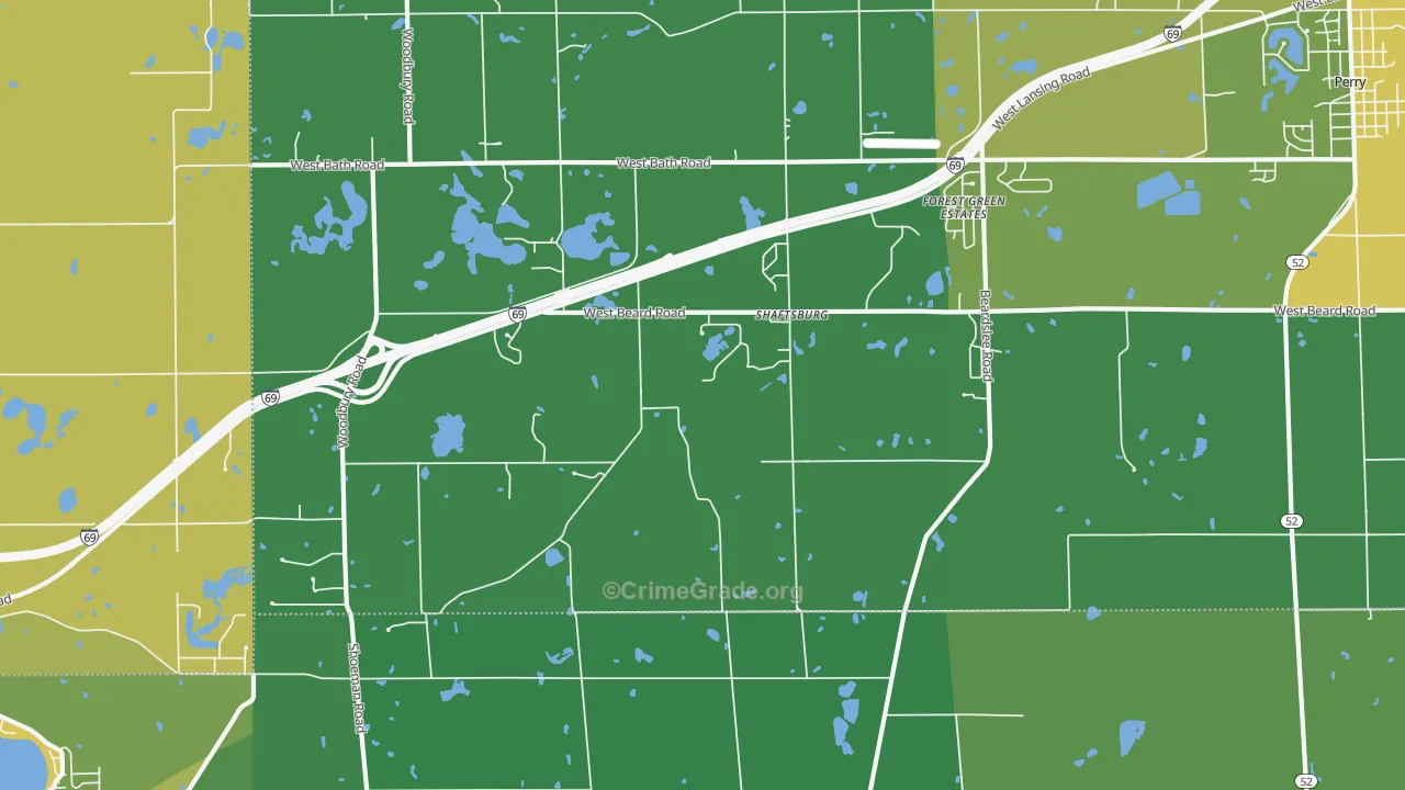 Shaftsburg, MI Map of Theft Rates