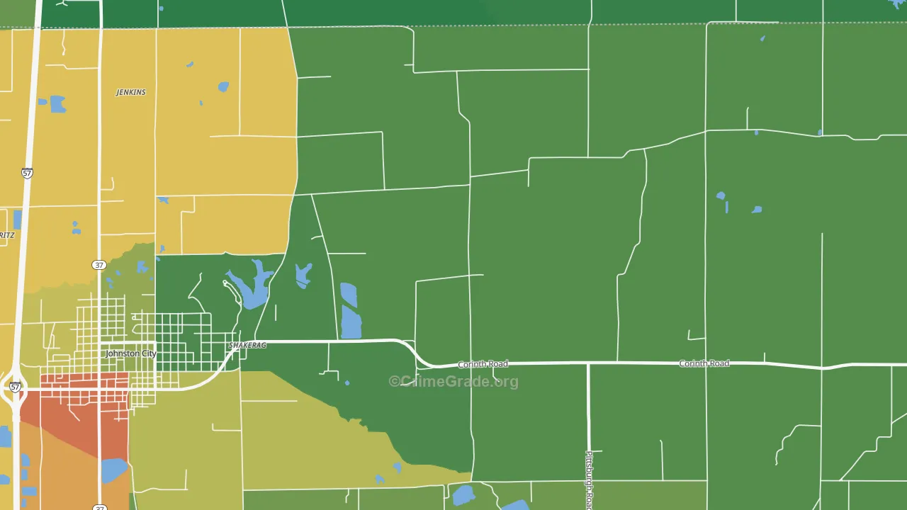Shakerag, IL Map of Theft Rates