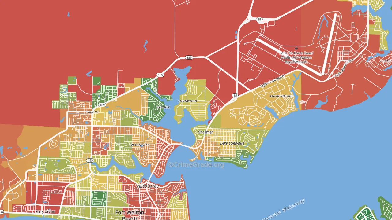 Shalimar, FL Map of Theft Rates