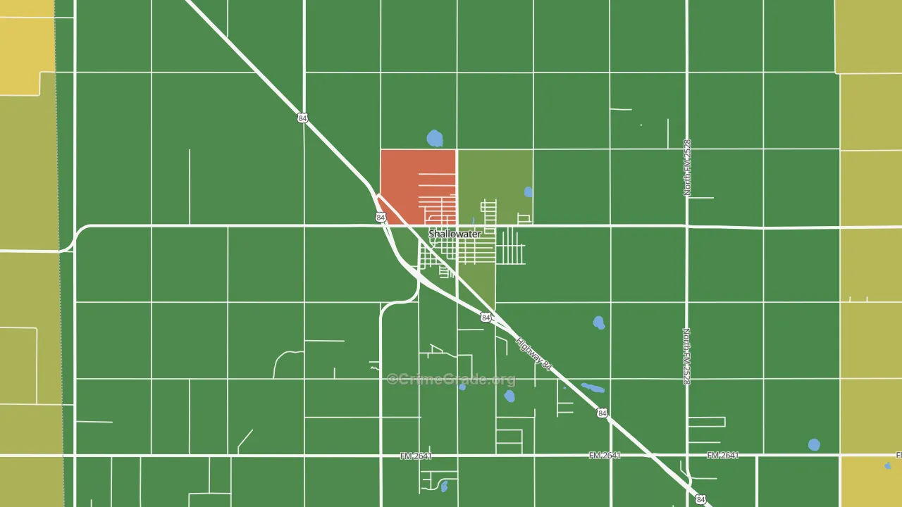 Shallowater, TX Map of Theft Rates