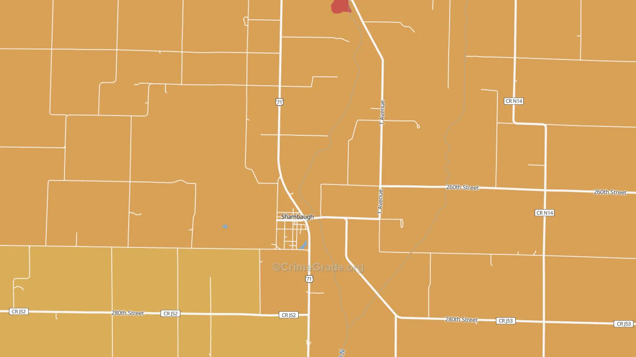 Shambaugh, IA Map of Theft Rates