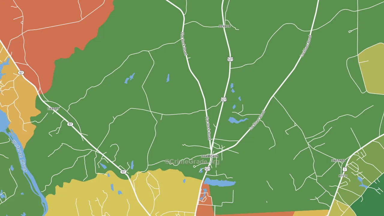 Shamokin, SC Map of Theft Rates