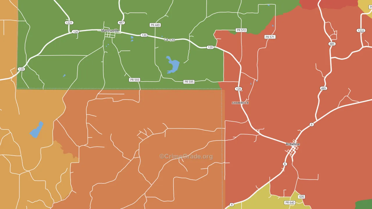 Shamrock, LA Map of Theft Rates