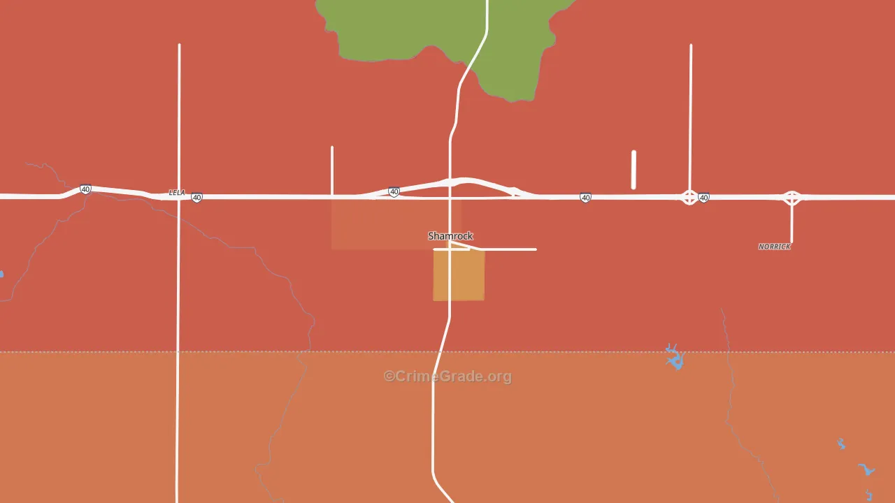 Shamrock, TX Map of Theft Rates