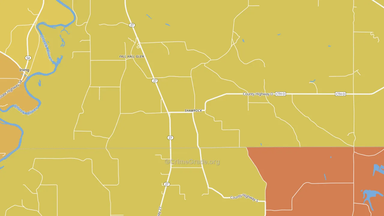 Shamrock, WI Map of Theft Rates
