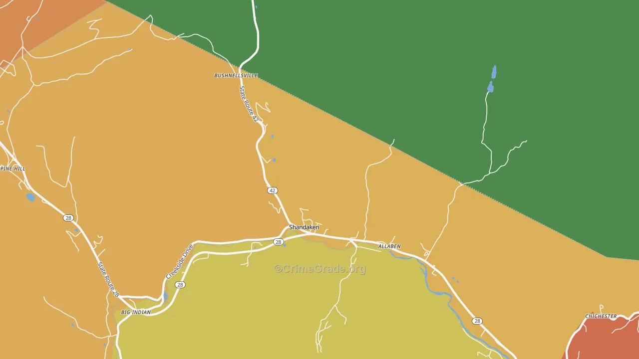 Shandaken, NY Map of Theft Rates
