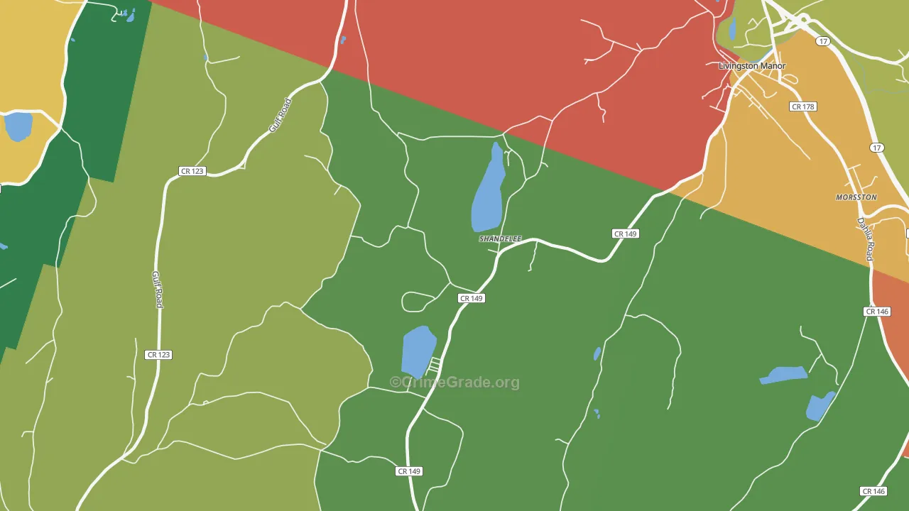 Shandelee, NY Map of Theft Rates