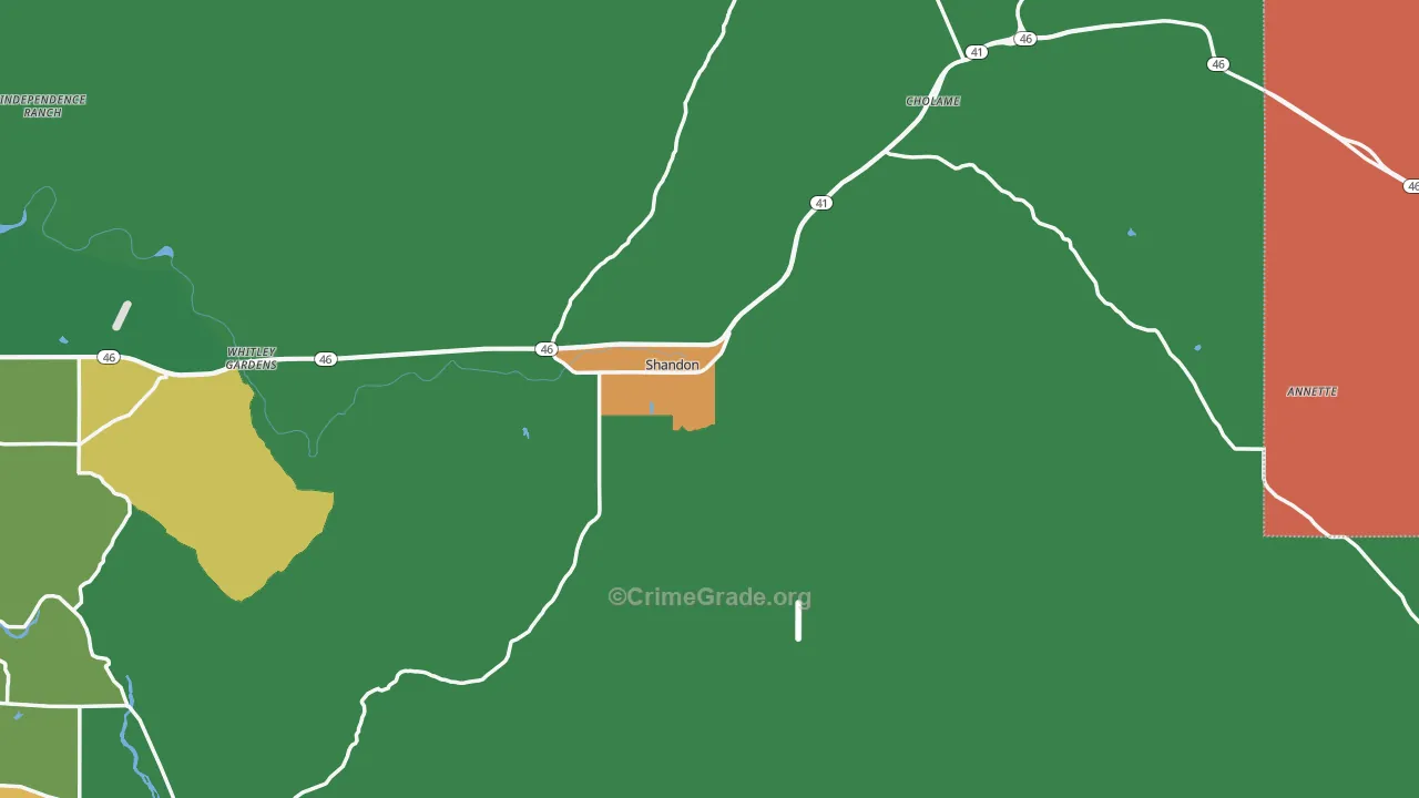 Shandon, CA Map of Theft Rates