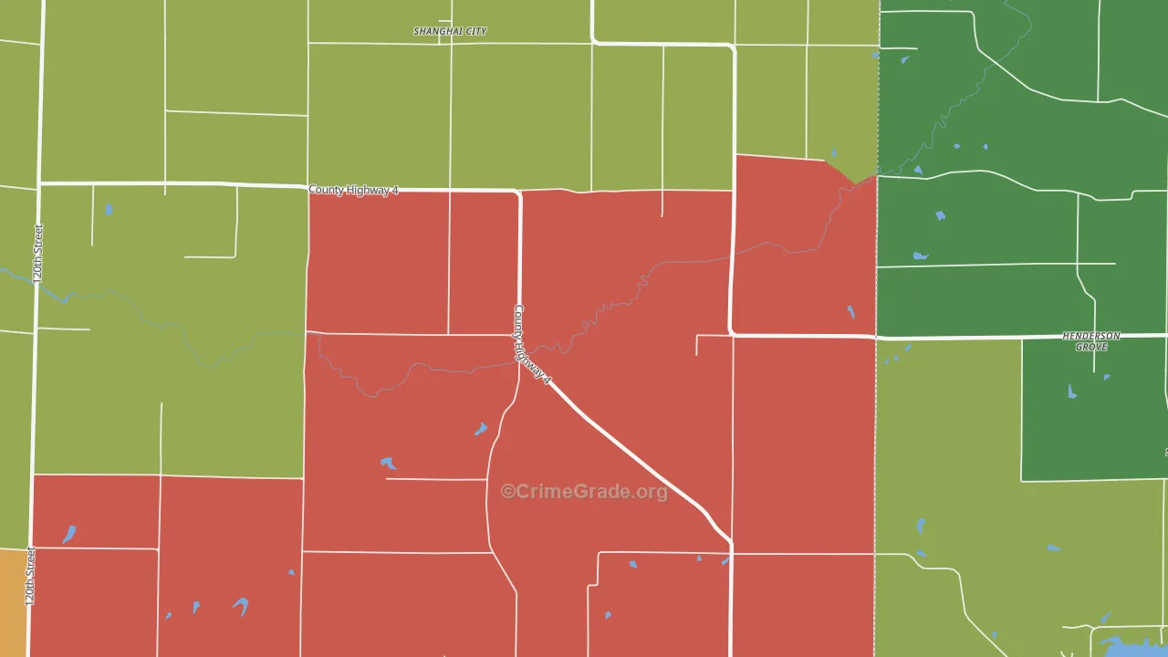 Shanghai City, IL Map of Theft Rates