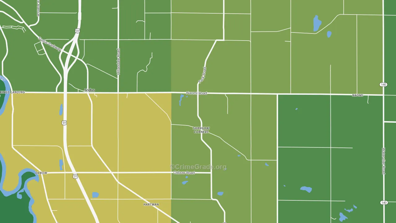 Shanghai Corners, MI Map of Theft Rates