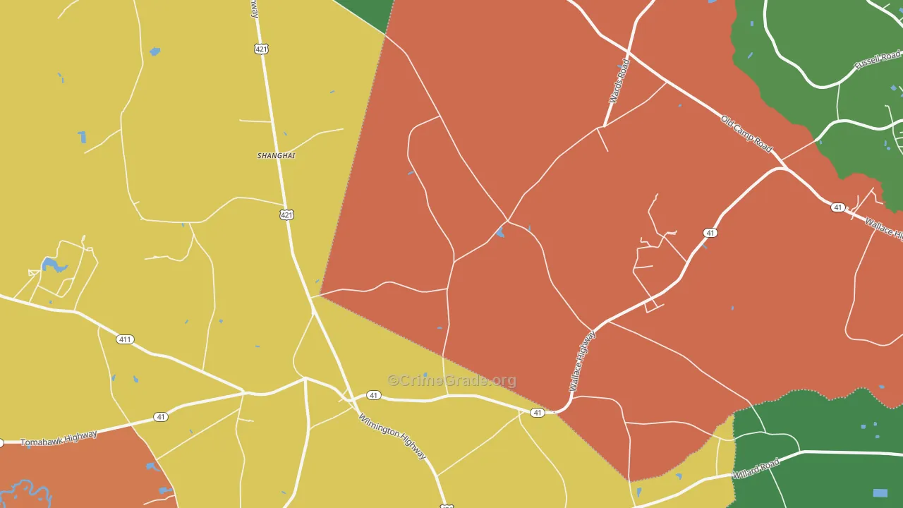 Shanghai, NC Map of Theft Rates