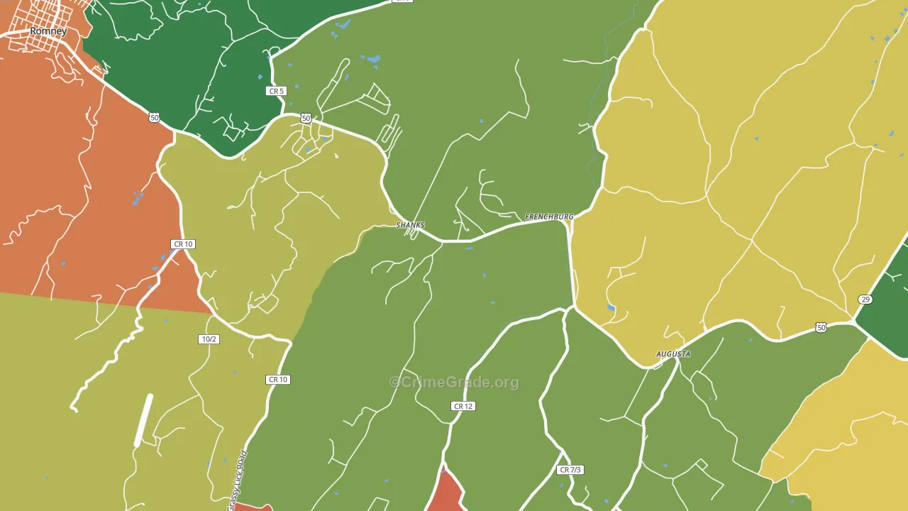 Shanks, WV Map of Theft Rates