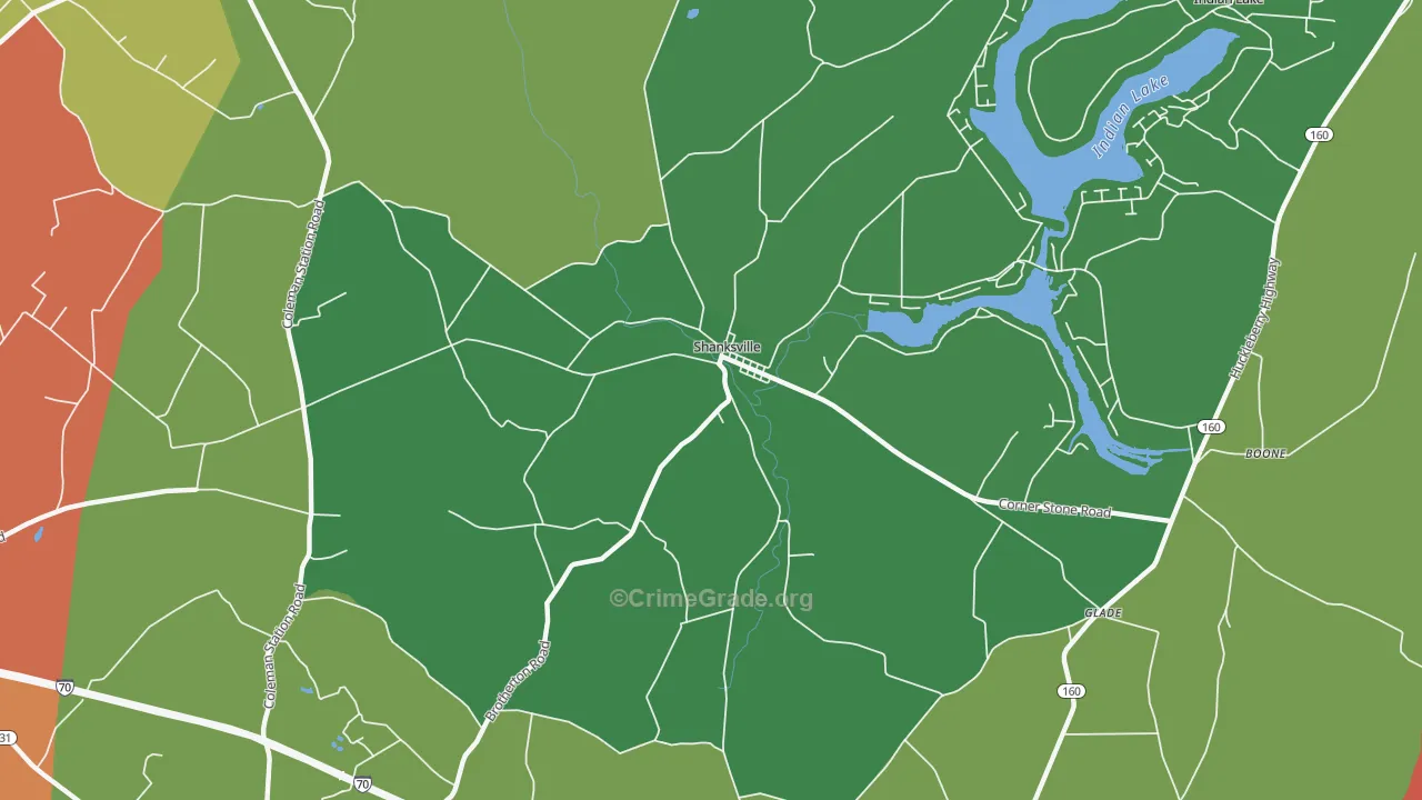 Shanksville, PA Map of Theft Rates