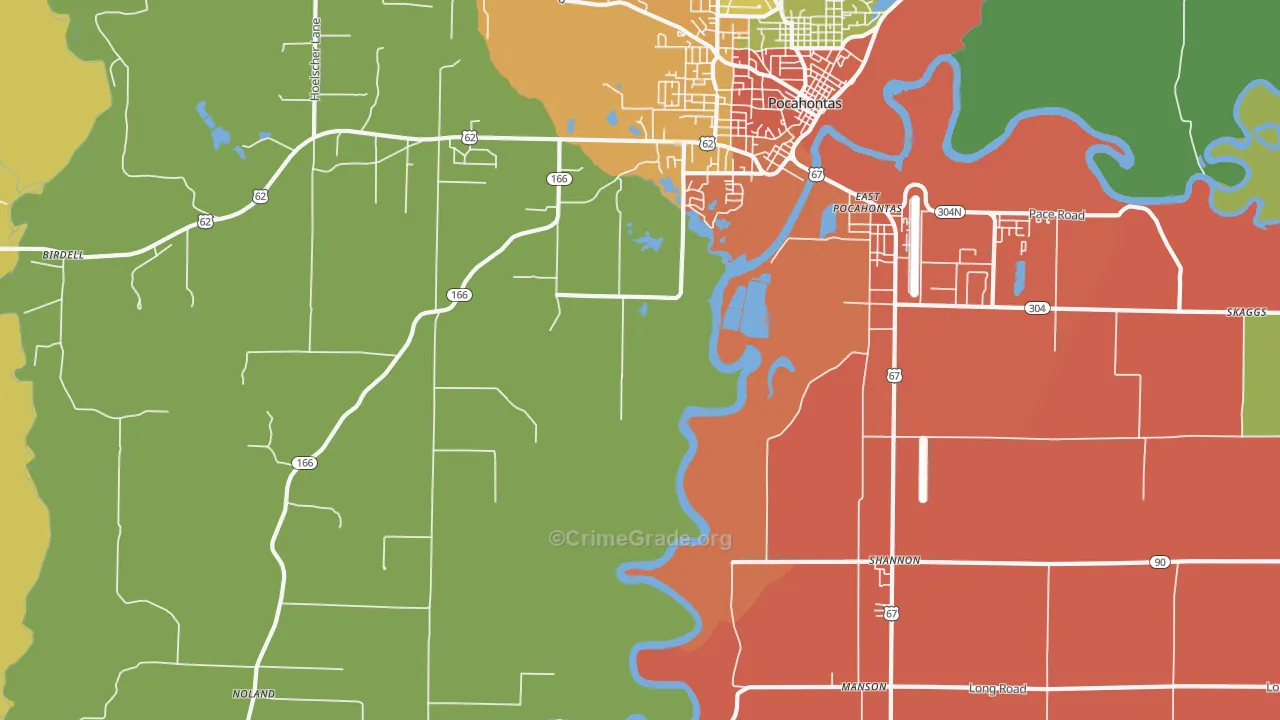 Shannon, AR Map of Theft Rates
