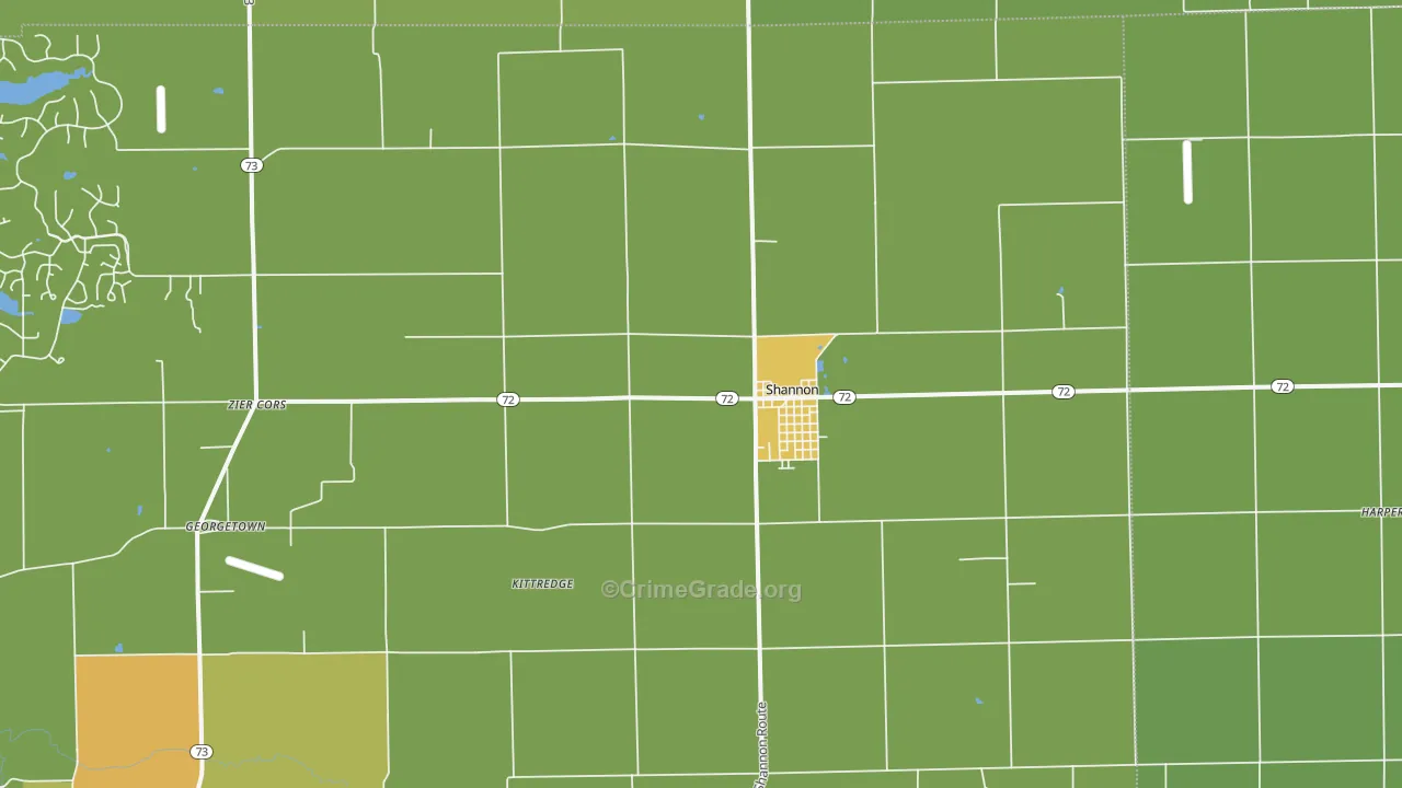 Shannon, IL Map of Theft Rates