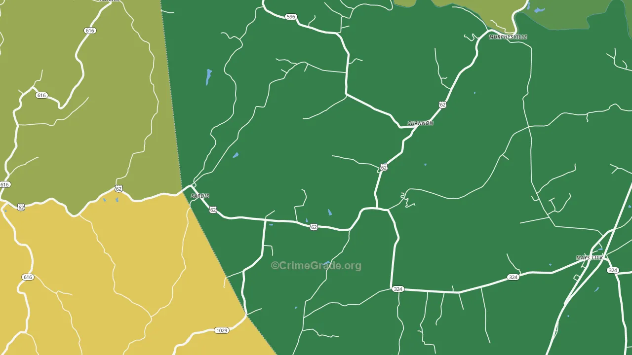 Shannon, KY Map of Theft Rates