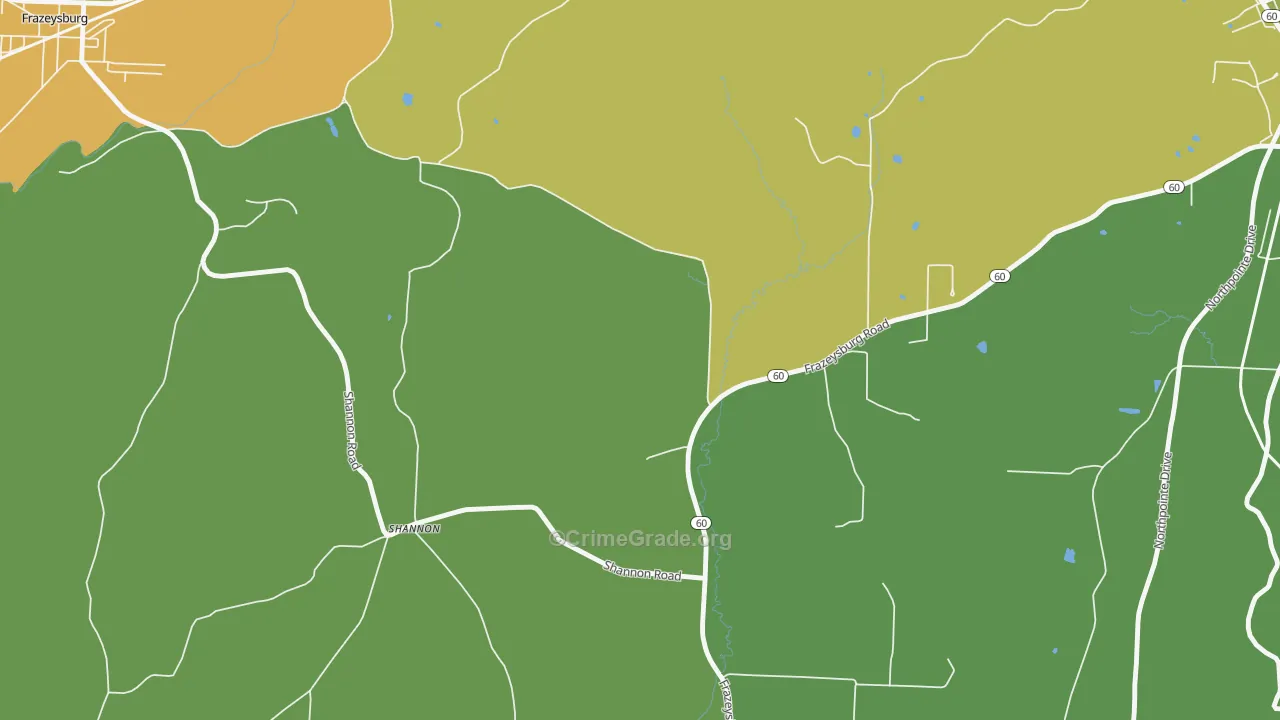 Shannon, OH Map of Theft Rates