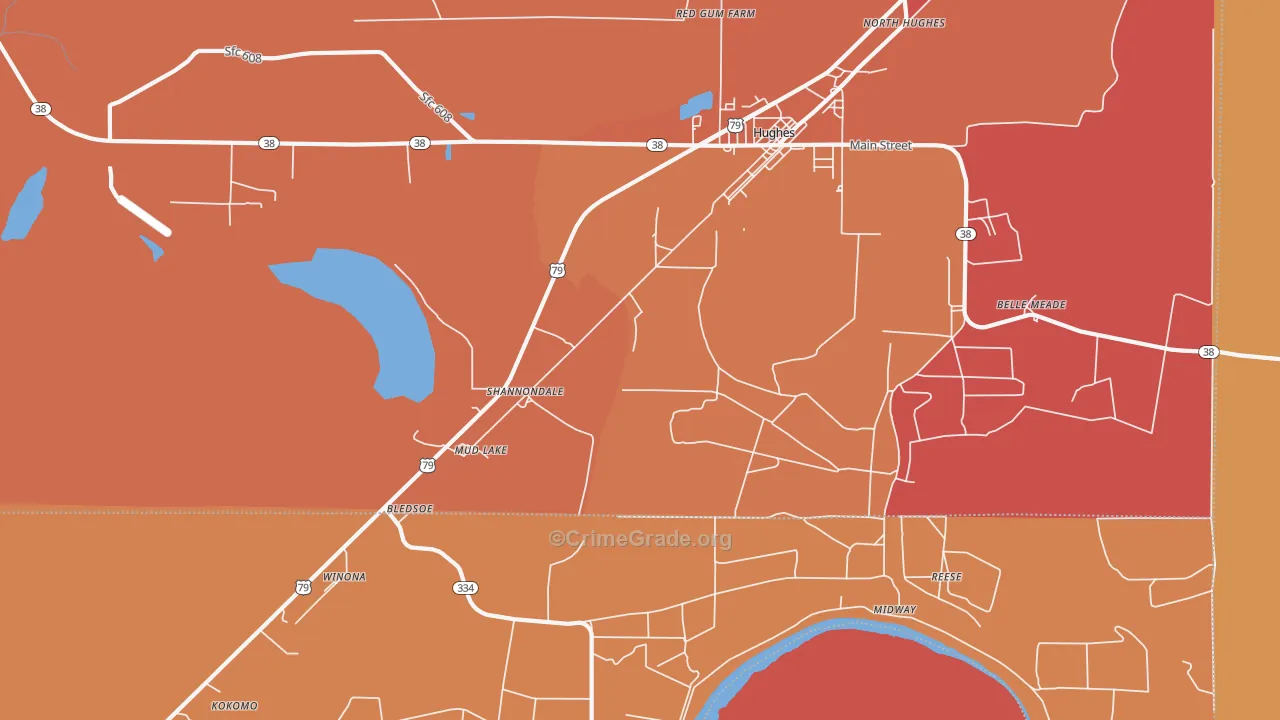 Shannondale, AR Map of Theft Rates