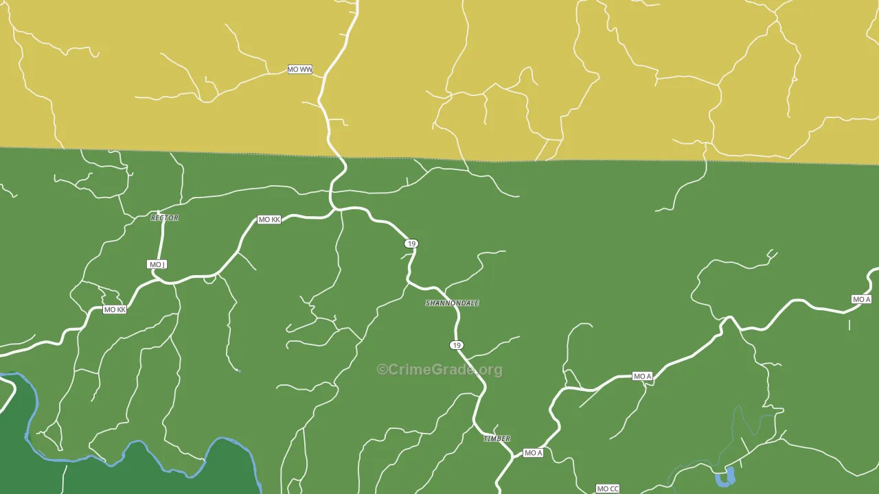 Shannondale, MO Map of Theft Rates