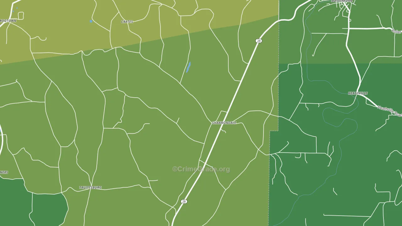 Shannondale, PA Map of Theft Rates