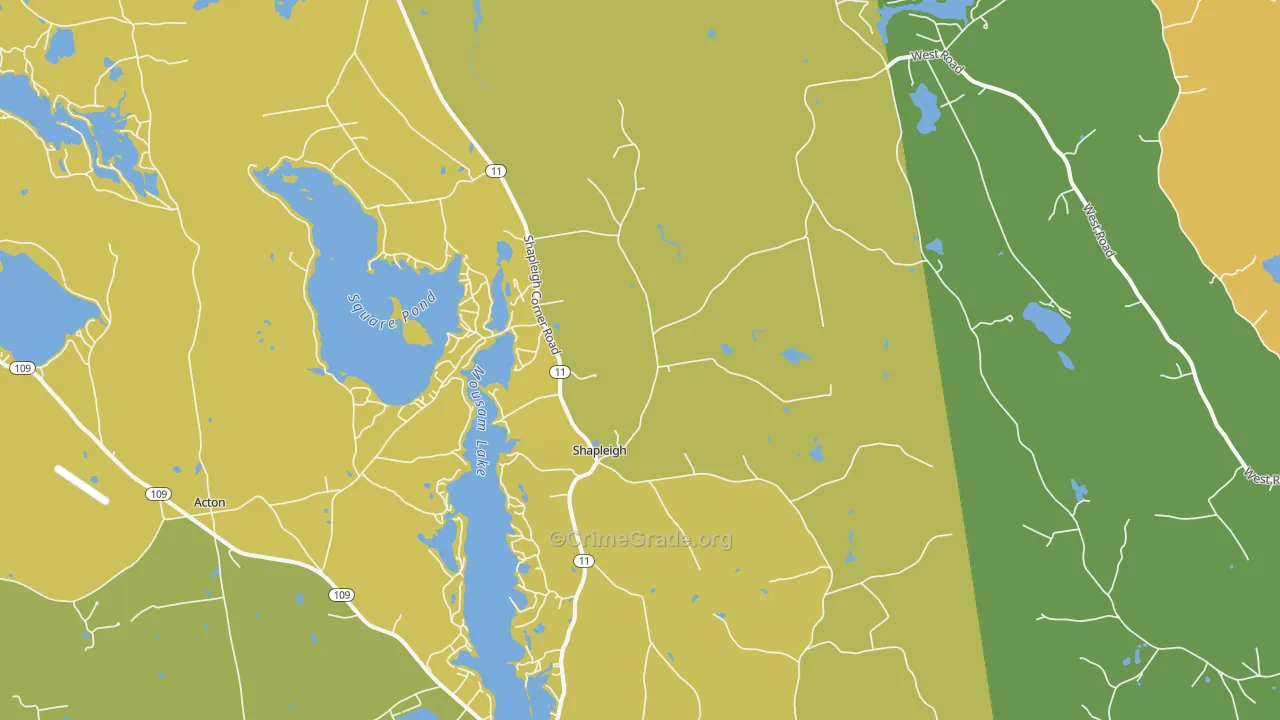 Shapleigh, ME Map of Theft Rates