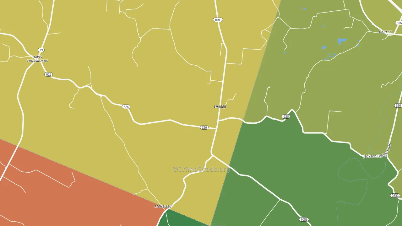 Sharer, KY Map of Theft Rates