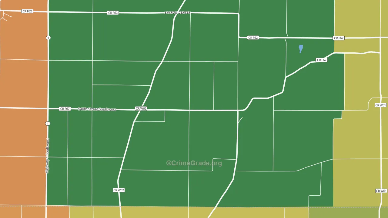 Sharon Center, IA Map of Theft Rates