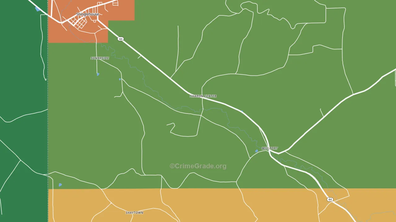 Sharon Center, PA Map of Theft Rates